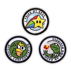 Adulting Merit Badge Embroidered Iron-On Patches (Funny - Set 1) - Includes Three (3) 2" Patches