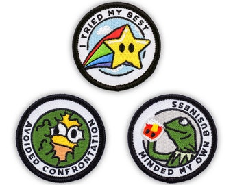 Adulting Merit Badge Embroidered Iron-On Patches (Funny - Set 1) - Includes Three (3) 2" Patches