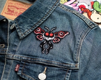 Mothman Cryptid Creature Embroidered Iron-On Patch
