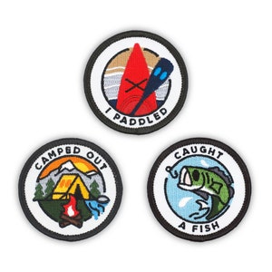 Adulting Merit Badge Embroidered Iron-On Patches (Outdoors - Set 3)  - Includes Three (3) 2&quot; Patches