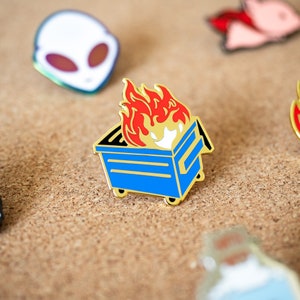 Blue Dumpster Fire Hard Enamel Lapel Pin