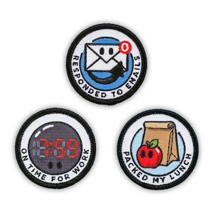 Adulting Merit Badge Embroidered Iron-On Patches (Corporate - Set 1) - Includes Three (3) 2&quot; Patches