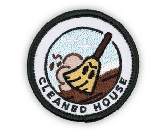 Adulting Merit Badge Embroidered Iron-On Patch (Cleaned House) Designed For Life's Noteworthy Achievements