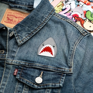 Shark Emoji Embroidered Iron On Patch
