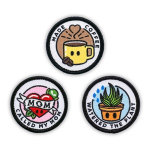 Adulting Merit Badge Embroidered Iron-On Patches (Responsibilities - Set 1) - Includes Three (3) 2&quot; Patches