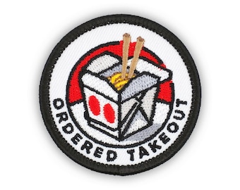 Adulting Merit Badge Embroidered Iron-On Patch (Ordered Takeout) Designed For Life's Noteworthy Achievements