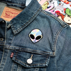 Pastel Alien Embroidered Iron-On Patch
