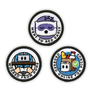 Adulting Merit Badge Embroidered Iron-On Patches (Responsibilities - Set 5) - Includes Three (3) 2&quot; Patches