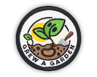Adulting Merit Badge Embroidered Iron-On Patch (Grew A Garden) Designed For Life's Noteworthy Achievements