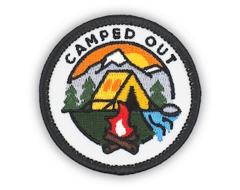 Adulting Merit Badge Embroidered Iron-On Patch (Camped Out) Designed For Life's Noteworthy Achievements