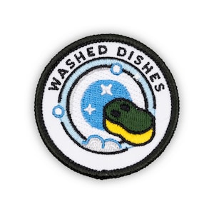 Adulting Merit Badge Embroidered Iron-On Patch (Washed Dishes) Designed For Life&#39;s Noteworthy Achievements