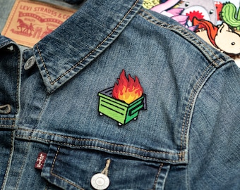 Dumpster Fire Green Dumpster Embroidered Iron-On Patch