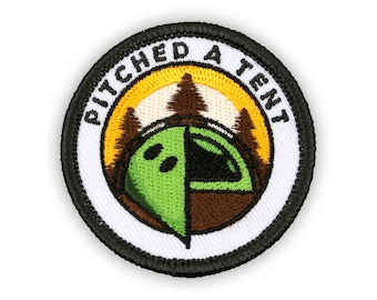 Adulting Merit Badge Embroidered Iron-On Patch (Pitched a Tent) Designed For Life's Noteworthy Achievements