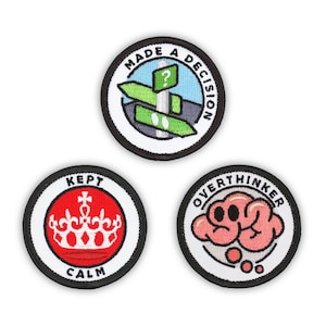 Adulting Merit Badge Embroidered Iron-On Patches (Achievements - Set 6)  - Includes Three (3) 2&quot; Patches