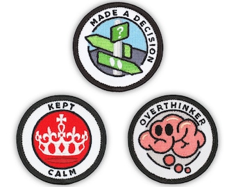 Adulting Merit Badge Embroidered Iron-On Patches (Achievements - Set 6)  - Includes Three (3) 2" Patches