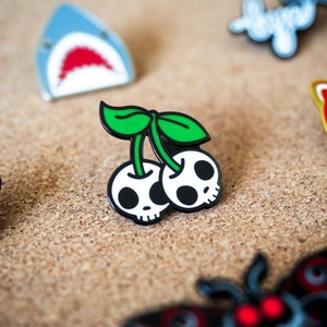 Cherry Skulls Hard Enamel Lapel Pin