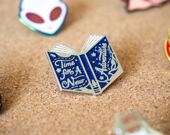 Time For a New Adventure Book Hard Enamel Lapel Pin