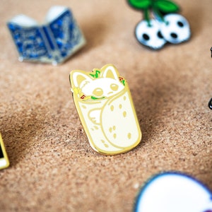 Burrito Cat Hard Enamel Lapel Pin
