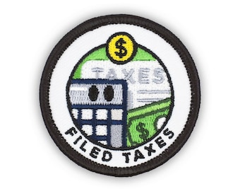 Adulting Merit Badge Embroidered Iron-On Patch (Filed Taxes) Designed For Life's Noteworthy Achievements