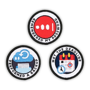 Adulting Merit Badge Embroidered Iron-On Patches (Corporate - Set 2) - Includes Three (3) 2&quot; Patches