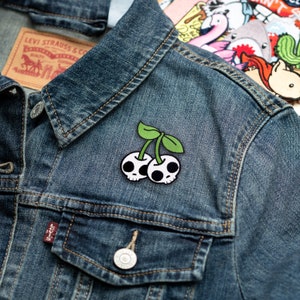 Cherry Skulls Embroidered Iron-On Patch