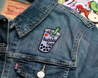 Bubble Tea Embroidered Iron-On Patch