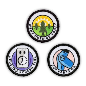 Adulting Merit Badge Embroidered Iron-On Patches (Health - Set 3) - Includes Three (3) 2&quot; Patches