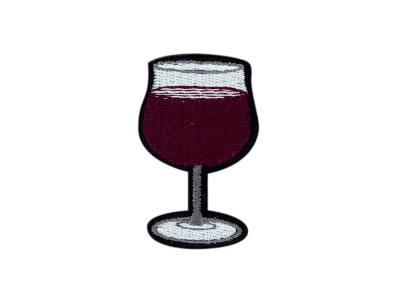 Wine Glass Emoji Embroidered Iron On Patch Free Shipping Etsy