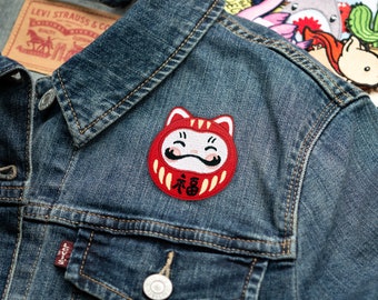 Darumeow Lucky Daruma Cat Embroidered Iron-on Patch