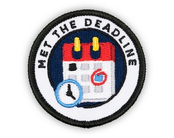 Adulting Merit Badge Embroidered Iron-On Patch (Met The Deadline) Designed For Life's Noteworthy Achievements