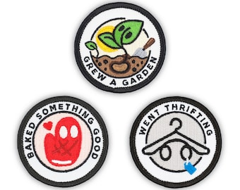 Adulting Merit Badge Embroidered Iron-On Patches (Achievements - Set 5)  - Includes Three (3) 2" Patches