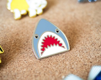 Shark Emoji Hard Enamel Lapel Pin