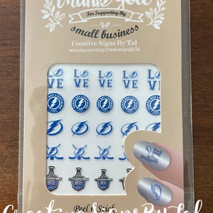 Tampa Bay Lightning Nail Decals 2021 Stanley Cup Champions/ nail set no water needed/ Tampa Bay/gift/ Stanley Cup Champions/2024/Mom Hockey