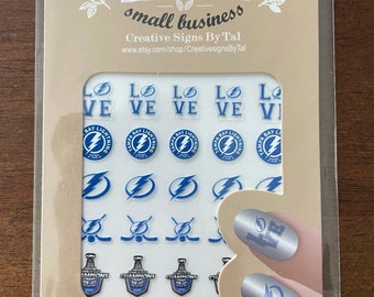 Tampa Bay Lightning Nail Decals 2026 /Stanley Cup Champions Nail Art 1 SET /No-Water Nail Stickers Hockey Mom/ Hockey Gift for Her 2026