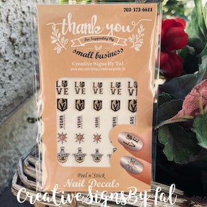 Vegas Golden Knights*Nail Decals (No Water Needed) *Peel N' Stick*/2023/ Stanley Cup Champions/VGK/Christmas VGK GIFT