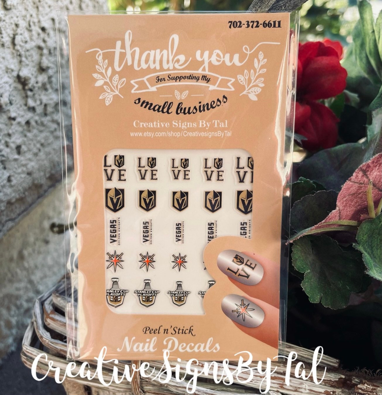 Vegas Golden Knights***Nail Decals (No Water Needed) *Peel N' Sti…