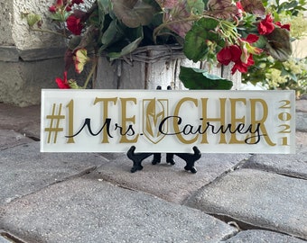 Vegas Golden Knights Teacher Gift 2026, VGK Teacher Appreciation Gift, Hockey Teacher Tile, Las Vegas Knights Gift