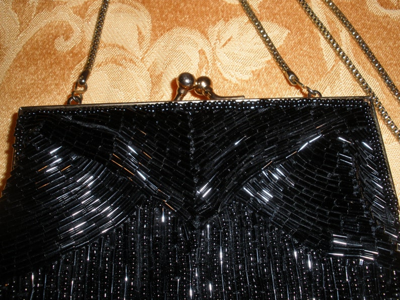 Black Beaded Evening Bag Magid Vintage 1960's Handmade in | Etsy