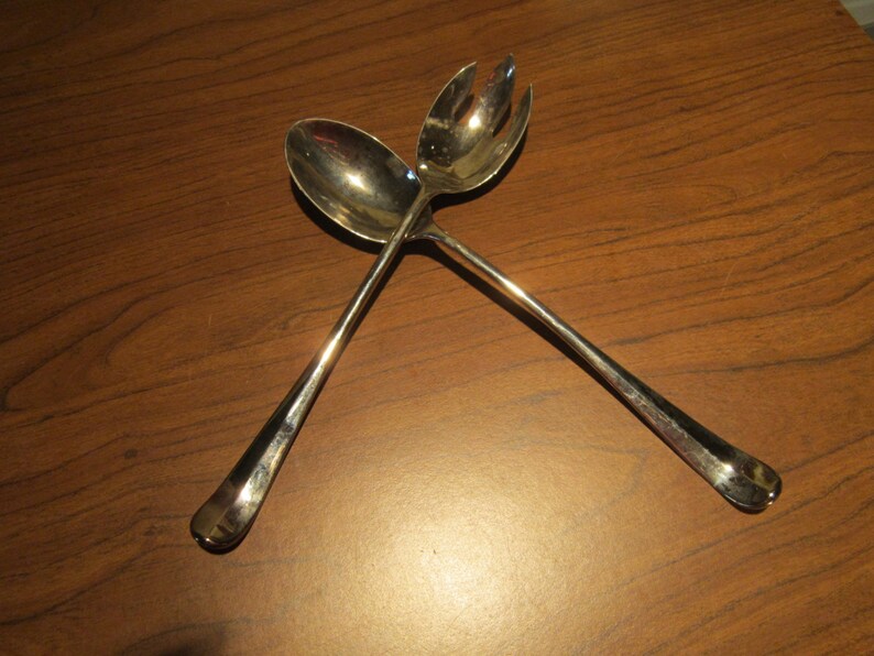 Silver Salad Serving Set Vintage 1960/'s Silver Plate Serving Spoon Fork Italy Dining Entertaining Serving Utensil