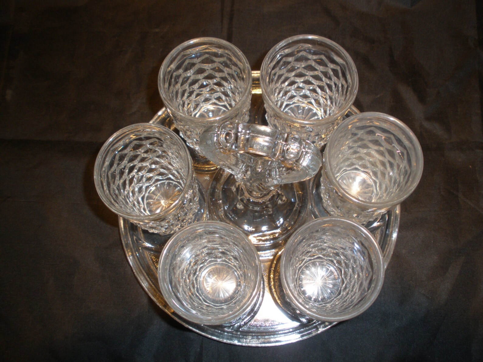 Fostoria American Juice Glasses with Serving Tray Vintage Etsy