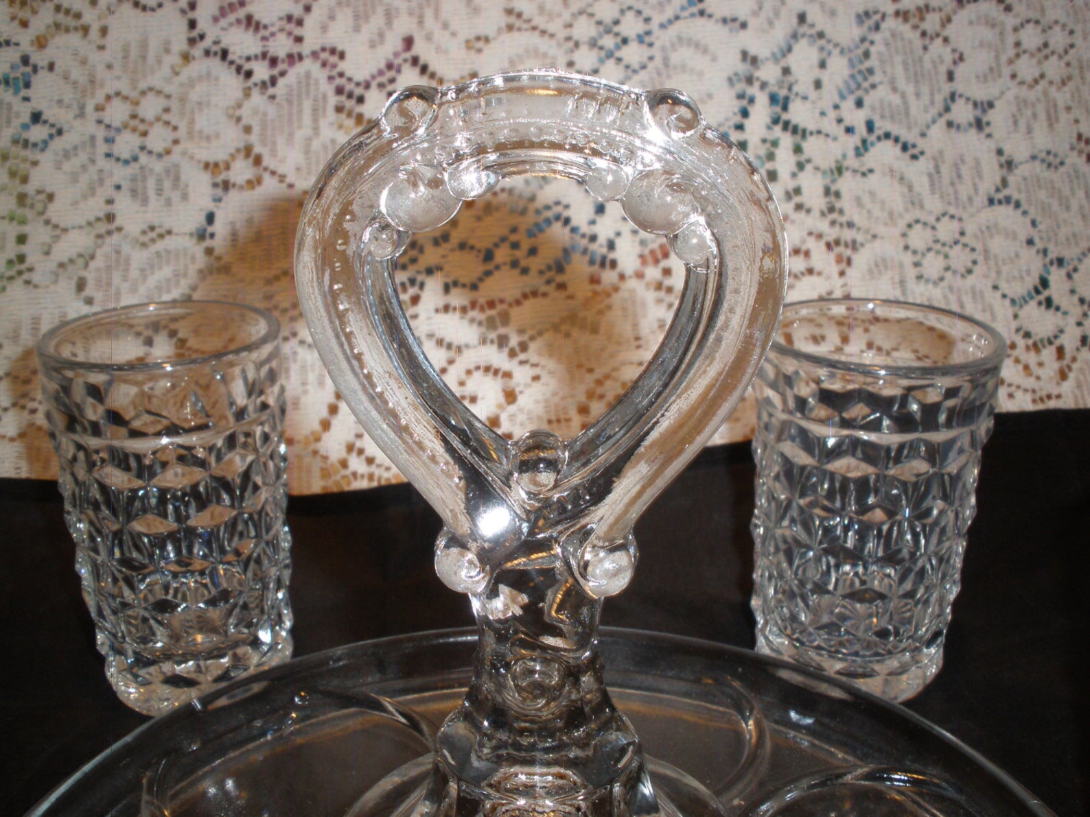 Fostoria American Juice Glasses with Serving Tray Vintage Etsy