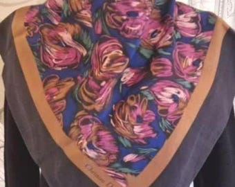 CHRISTIAN DIOR Scarf Vintage! Authentic Christian Dior, Silk Square Scarf/ Beautiful Chic Floral Design Square Scarf, Shawl, Wrap