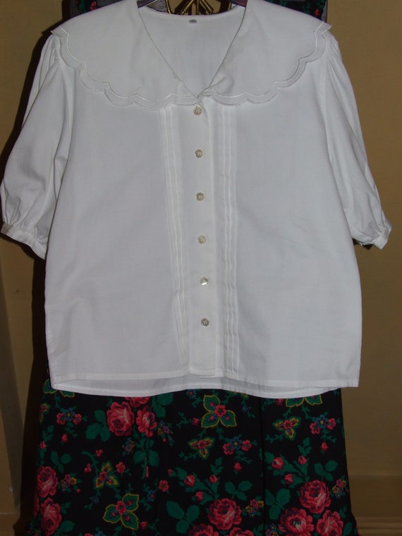 FASHIONABLE! Vintage Folk Design White Cotton 40 … - image 3