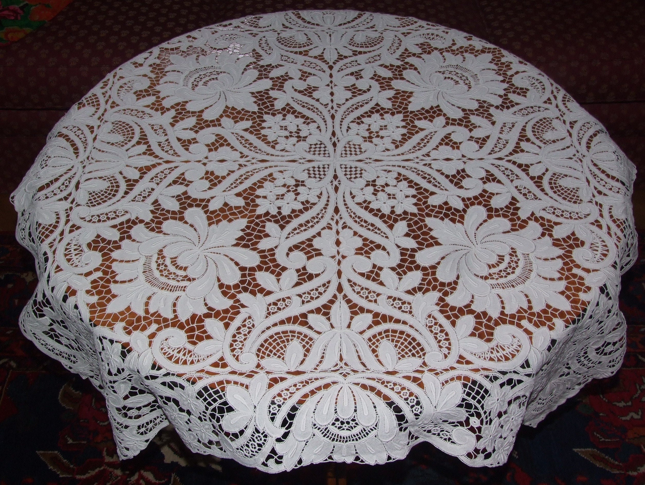 FABULOUS Vintage Italian Hand Embroidered Richelieu White