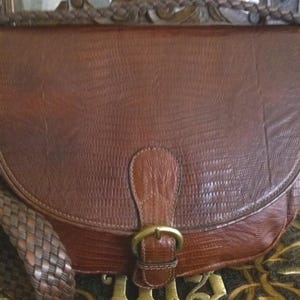 Wunderschöne und modische Luxus Vintage Handarbeit, echtes Eidechsenbraunleder, Umhängetasche / erstaunliche echtes Leder, Umhängetasche, Handtasche
