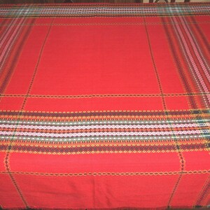 DEKORATIVE Vintage Folk gewebte rote Mischung Wolle Tischdecke, Überwurf / LOVELY Folk Design Geometrische Bunte Tischwäsche, Wandbehang - Home Decor
