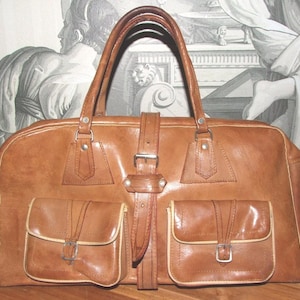 DESIGNER & MODERNE Tasche! Vintage handgefertigte punzierte Naturleder ägyptische Motiv Handtasche / Schöne ethnische handgefertigte weiche Ledertasche