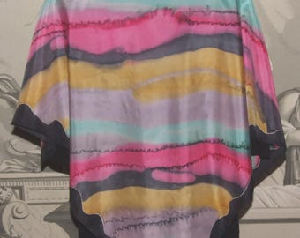SCARF Vintage! Artistic Abstract Motive Hand Painted Silk Scarf/Fabulous Unique Designer Hand Painted Woman Fashion Pure Silk Scarf