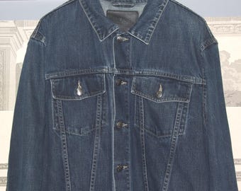 BOSS HUGO BOSS Vintage! Designer, Authentic, Made in Italy, Blue Gray 100% Cotton Jeans Jacket/Hugo Boss Denim Jacket- Jeans Men's Clothing