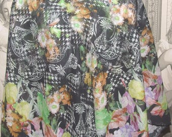 SCARF Vintage! Egon FURSTENBERG Italian Designer, Made in Italy, Abstract & Floral Motif, Soft Thin Mix. Wool/ Rayon, Square Scarf, Wrap